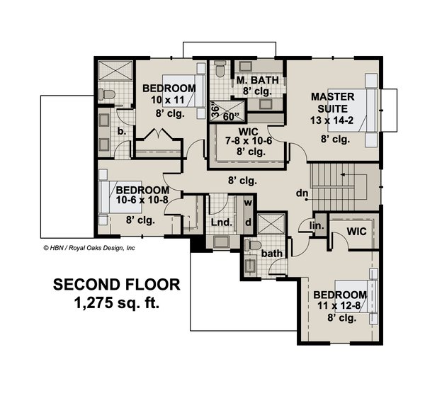 Traditional Floor Plan - Upper Floor Plan #51-1198