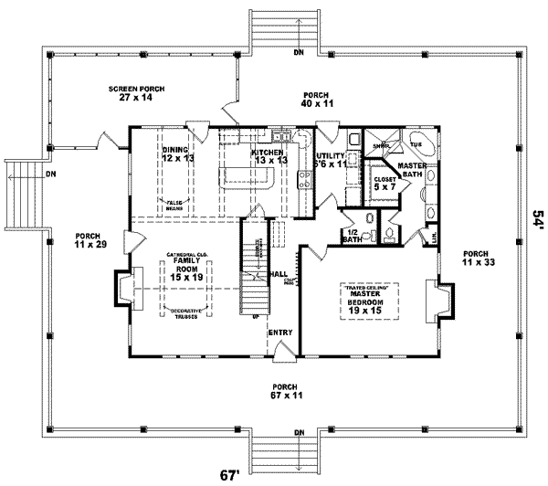 Country Floor Plan - Main Floor Plan #81-729