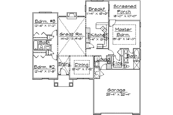 Floor Plan - Main Floor for Traditional House Plan #31-122 - 3 bed, 2 bath