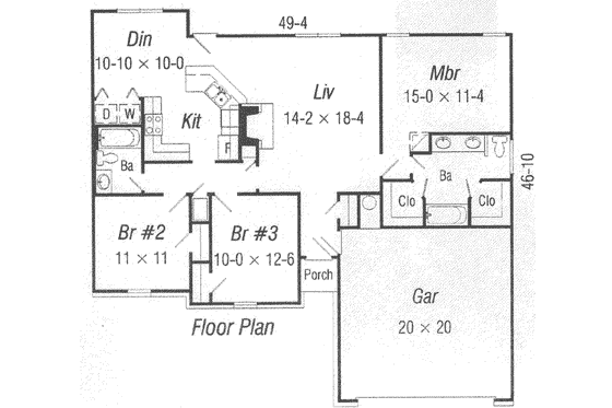 Floor Plan - Main Floor for Traditional House Plan #329-150 - 3 bed, 2 bath