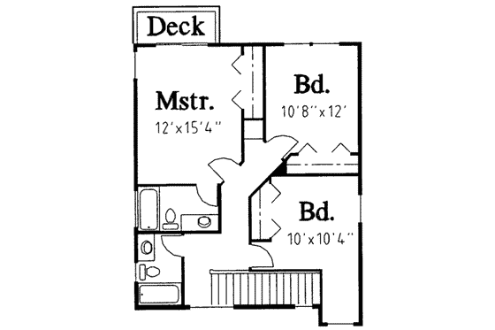 Floor Plan - Upper Floor for Traditional House Plan #303-351 - 3 bed, 2.5 bath