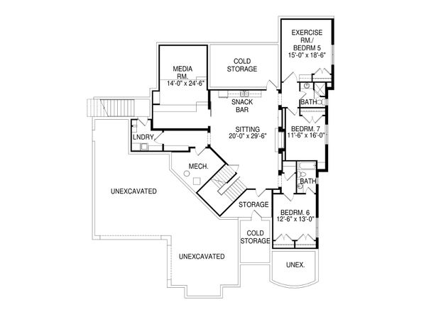 Architectural House Design - Contemporary Floor Plan - Lower Floor Plan #920-85