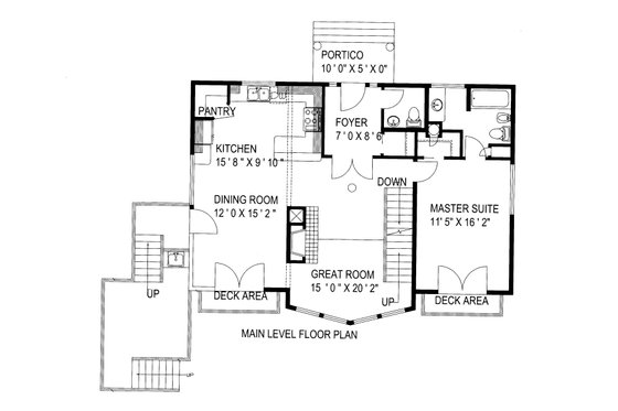 Floor Plan - Main Floor for Craftsman House Plan #117-1099 - 3 bed, 4.5 bath