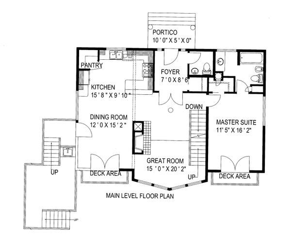 Floor Plan - Main Floor for Craftsman House Plan #117-1099 - 3 bed, 4.5 bath