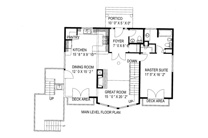 House Blueprint - Floor Plan - Main Floor for Craftsman House Plan #117-1099 - 3 bed, 4.5 bath