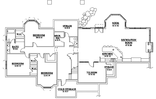 Architectural House Design - European Floor Plan - Lower Floor Plan #5-216