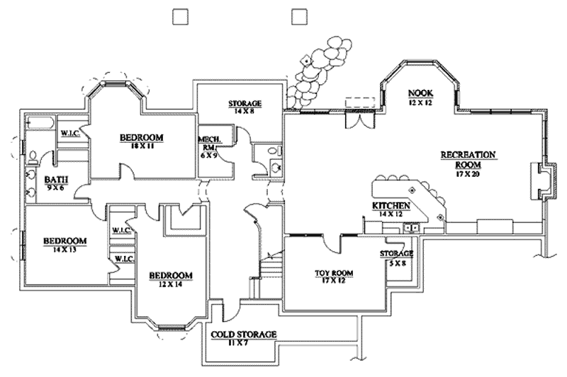 Dream House Plan - Floor Plan - Lower Floor for European House Plan #5-216 - 5 bed, 4.5 bath