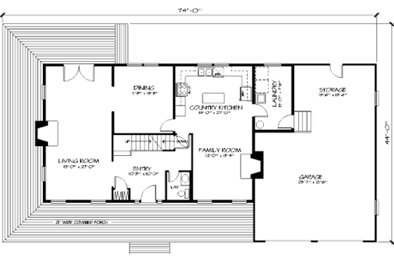 Floor Plan - Main Floor for Country House Plan #320-415 - 4 bed, 2.5 bath