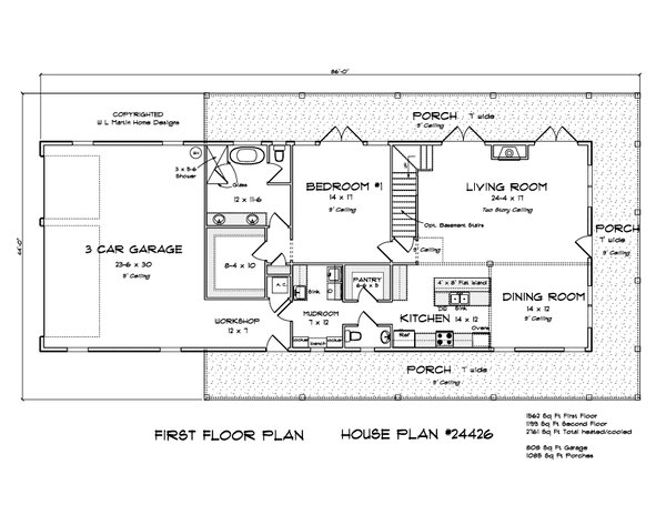 House Blueprint - Farmhouse Floor Plan - Main Floor Plan #513-2218