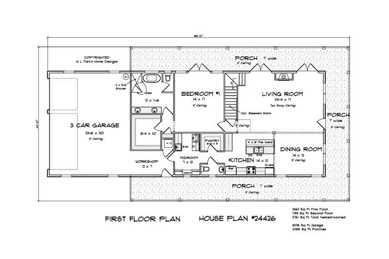 House Design - Floor Plan - Main Floor for Farmhouse House Plan #513-2218 - 4 bed, 3.5 bath