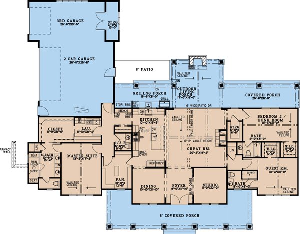 House Blueprint - Farmhouse Floor Plan - Main Floor Plan #923-404