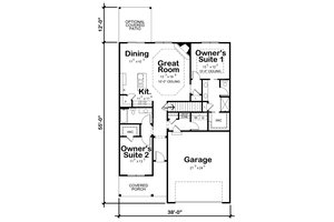 Floor Plan - Main Floor for Farmhouse House Plan #20-2355 - 2 bed, 2 bath