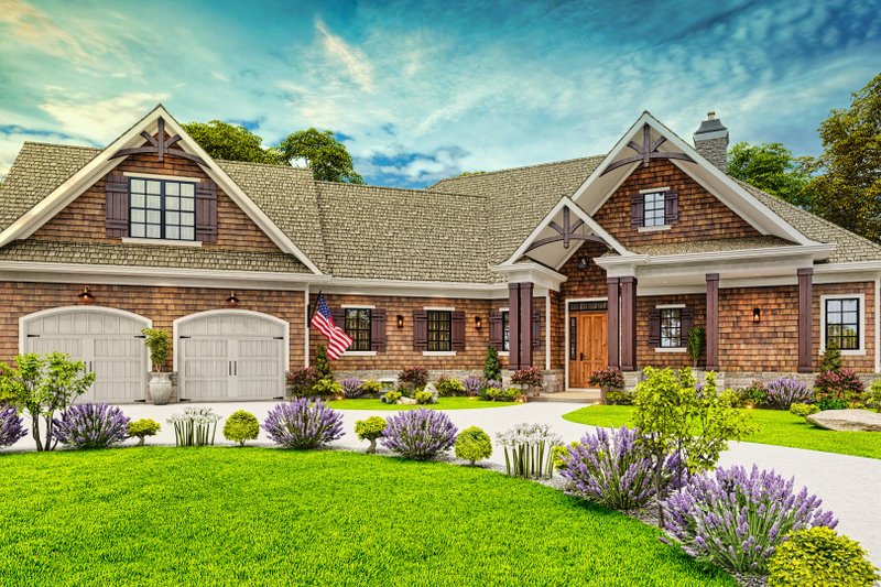 House Blueprint - Exterior - Front Elevation 4 for Craftsman House Plan #54-408 - 3 bed, 2 bath