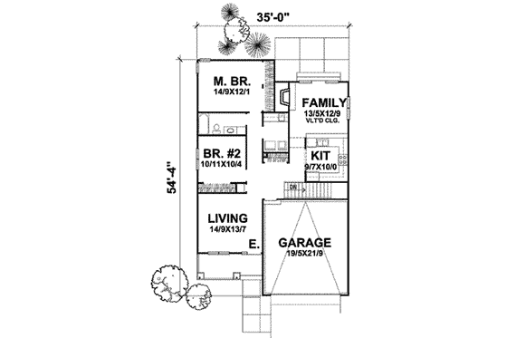 Floor Plan - Main Floor for Traditional House Plan #50-249 - 2 bed, 1 bath