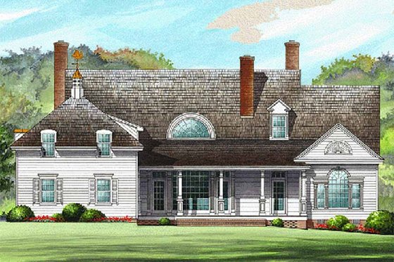 Exterior - Rear Elevation for Southern House Plan #137-234 - 4 bed, 3 bath