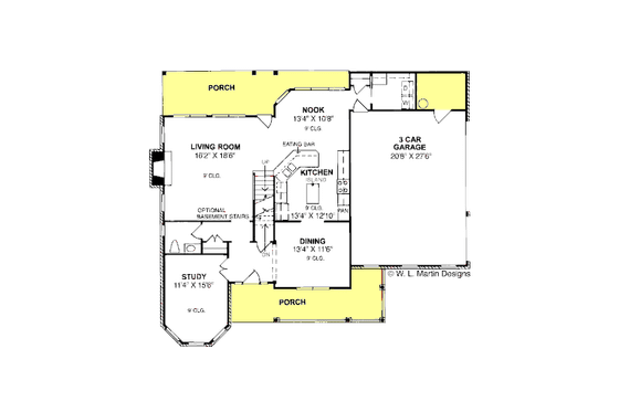 Floor Plan - Main Floor for Traditional House Plan #20-310 - 4 bed, 3.5 bath