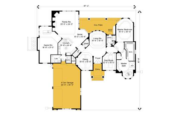 Floor Plan - Main Floor for Mediterranean House Plan #135-197 - 4 bed, 4.5 bath