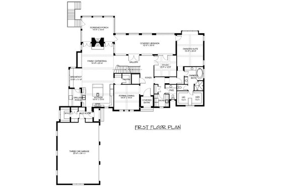 Floor Plan - Main Floor for European House Plan #413-890 - 4 bed, 4.5 bath