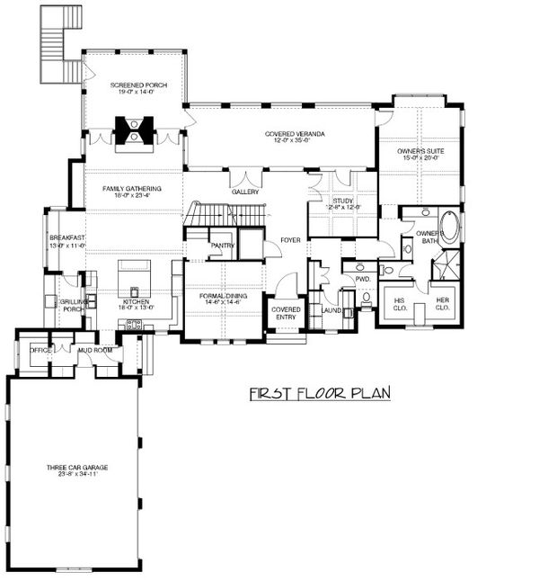 Architectural House Design - European Floor Plan - Main Floor Plan #413-890