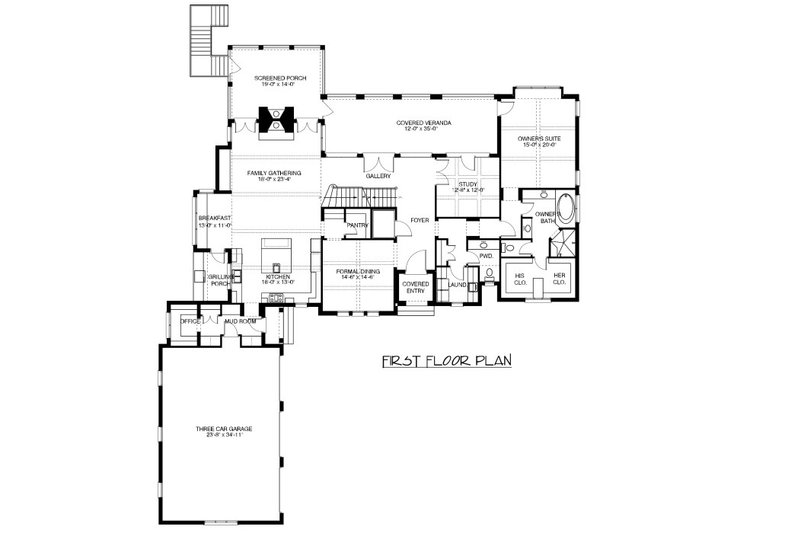 Architectural House Design - Floor Plan - Main Floor for European House Plan #413-890 - 4 bed, 4.5 bath