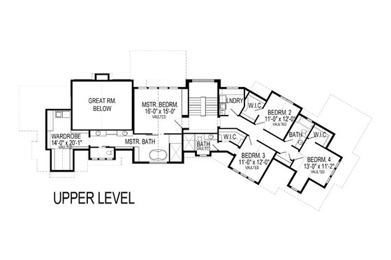 Floor Plan - Upper Floor for Craftsman House Plan #920-23 - 6 bed, 4.5 bath