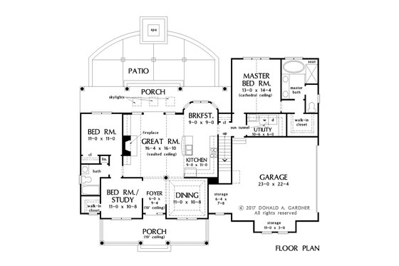 Floor Plan - Main Floor for Farmhouse House Plan #929-1044 - 3 bed, 2 bath