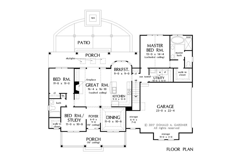 House Design - Floor Plan - Main Floor for Farmhouse House Plan #929-1044 - 3 bed, 2 bath