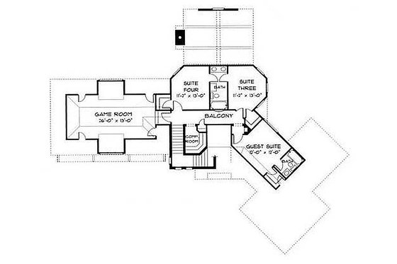 Floor Plan - Upper Floor for European House Plan #413-100 - 4 bed, 3 bath