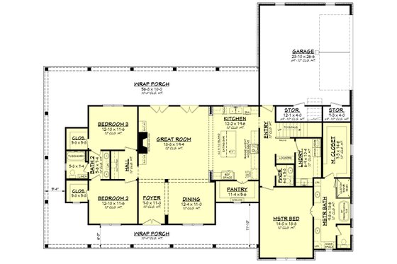 Floor Plan - Main Floor for Farmhouse House Plan #430-223 - 3 bed, 2.5 bath