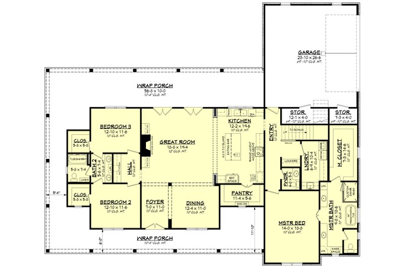 Architectural House Design - Floor Plan - Main Floor for Farmhouse House Plan #430-223 - 3 bed, 2.5 bath