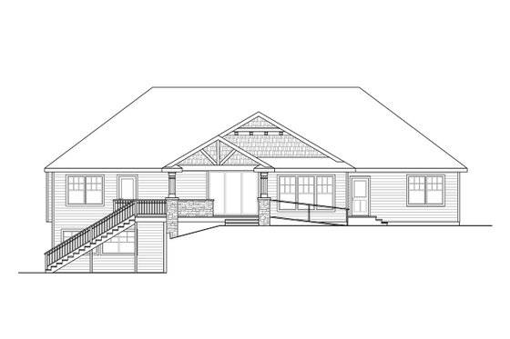 Exterior - Rear Elevation for Craftsman House Plan #124-1220 - 4 bed, 3 bath