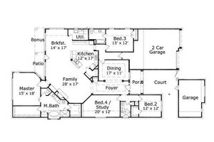 Floor Plan - Main Floor for European House Plan #411-707 - 4 bed, 3 bath