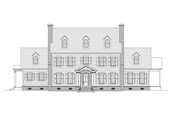Exterior - Front Elevation 3 for Colonial House Plan #932-1 - 6 bed, 5.5 bath