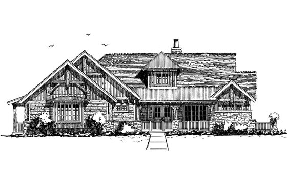 Exterior - Front Elevation 3 for Log House Plan #942-43 - 3 bed, 3.5 bath