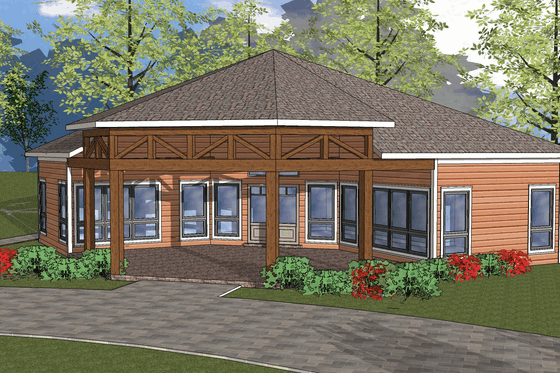 Exterior - Front Elevation for Southern House Plan #8-240 - 2 bed, 1 bath