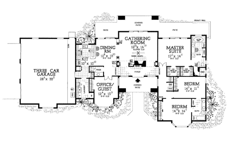 Dream House Plan - Floor Plan - Main Floor for Mediterranean House Plan #72-143 - 4 bed, 2.5 bath