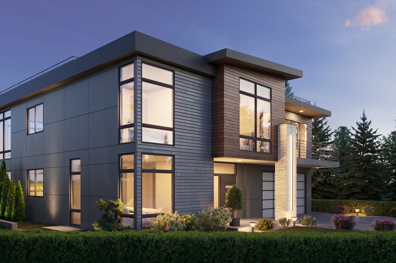 Home Plan - Exterior - Front Elevation 4 for Modern House Plan #1066-220 - 3 bed, 4 bath