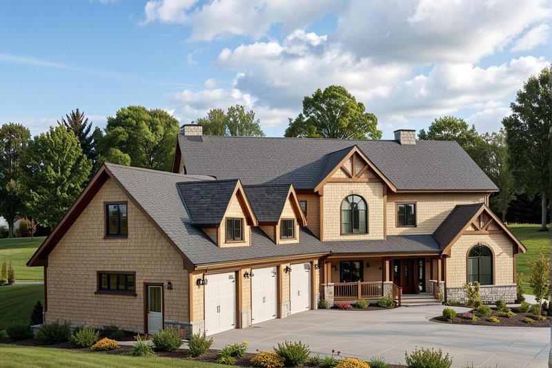 Exterior - Front Elevation for Country House Plan #117-577 - 4 bed, 3.5 bath
