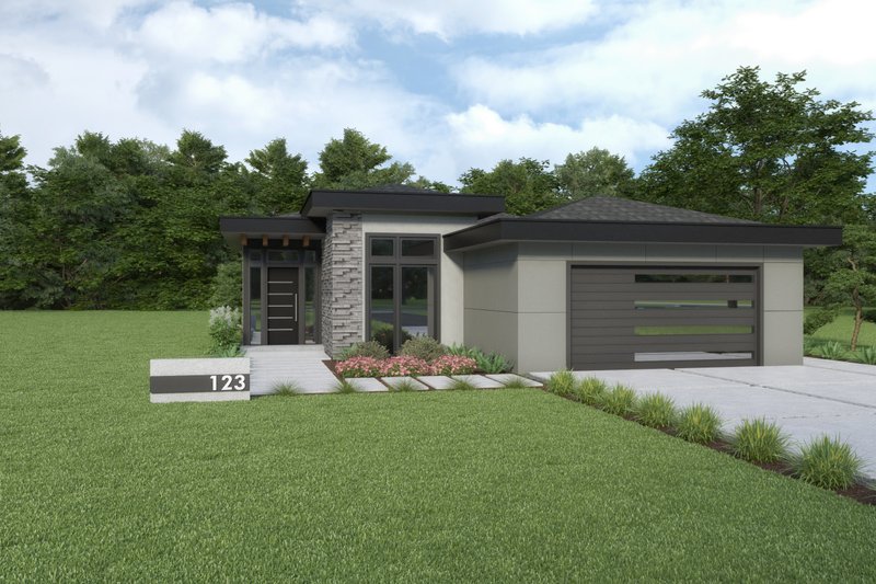 House Blueprint - Contemporary Exterior - Front Elevation Plan #1070-157