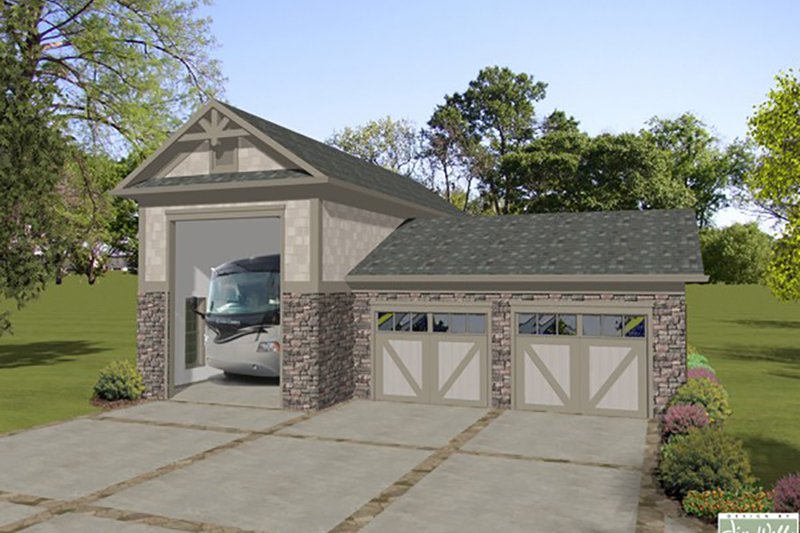 Home Plan - Craftsman, Southern, 3 car garage, Front Elevation,