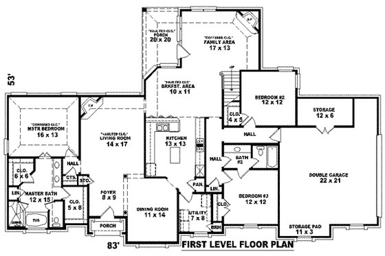 Floor Plan - Main Floor for European House Plan #81-1174 - 4 bed, 3 bath