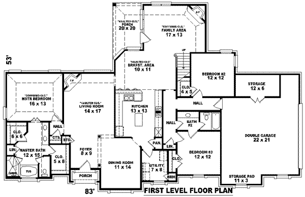Floor Plan - Main Floor for European House Plan #81-1174 - 4 bed, 3 bath