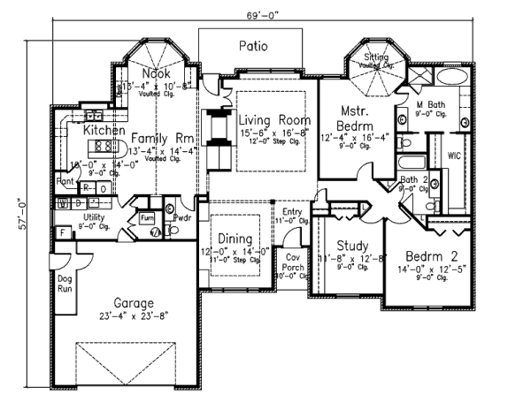 Southern Floor Plan - Main Floor Plan #52-214