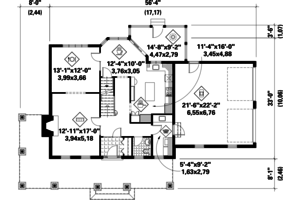 Floor Plan - Main Floor for Country House Plan #25-4776 - 3 bed, 1 bath
