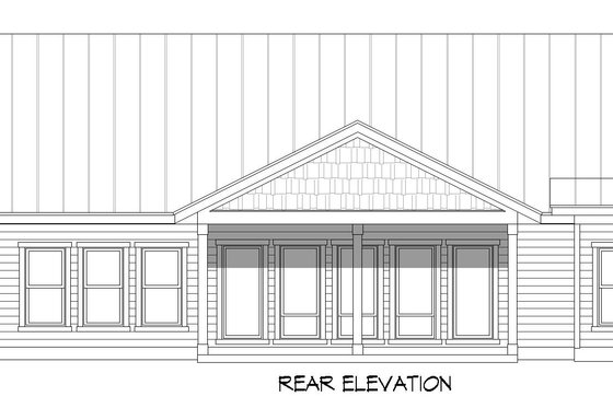 Exterior - Rear Elevation for Southern House Plan #932-949 - 3 bed, 2 bath