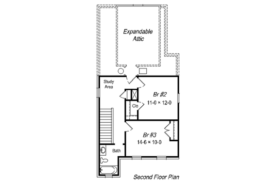 Floor Plan - Upper Floor for European House Plan #329-183 - 3 bed, 2 bath