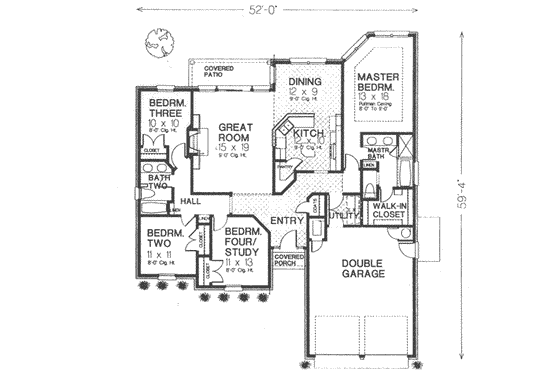 Floor Plan - Main Floor for Traditional House Plan #310-409 - 4 bed, 2 bath