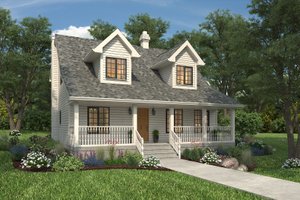 Exterior - Front Elevation 3 for Country House Plan #427-1 - 3 bed, 2.5 bath