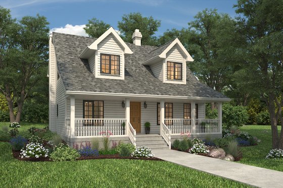 Exterior - Front Elevation 3 for Country House Plan #427-1 - 3 bed, 2.5 bath