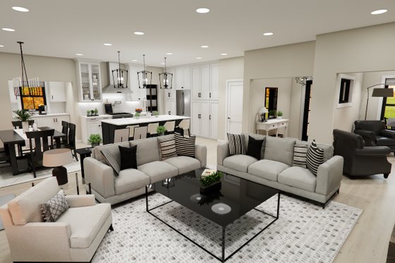 Interior - Family Room 1 for Farmhouse House Plan #51-1380 - 3 bed, 3.5 bath